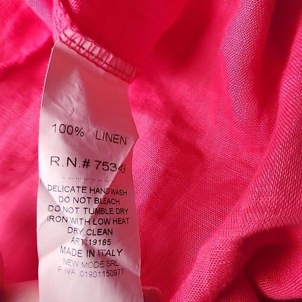 Bellambia Linen XL Hot Pink Sleeveless Dress Shift Round Neck Bow Italy - Picture 11 of 11